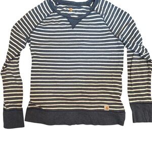 Carhartt Women’s Blue and White Striped Top